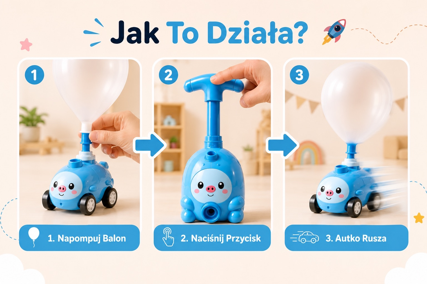 ZabawaBezBaterii™ – Latający Kosmonauta i Wyścigowe Autko