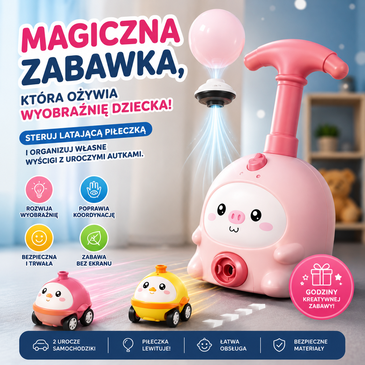 Magiczna Lewitująca Zabawka™ – Latająca Piłeczka i Wyścigowe Autka