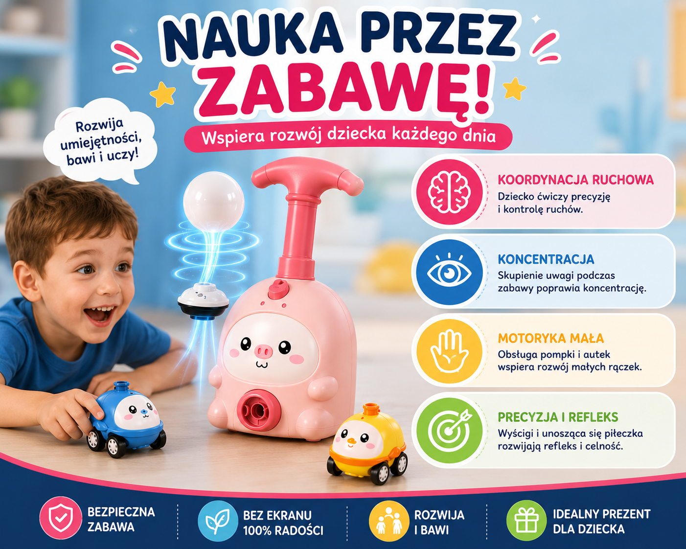 Magiczna Lewitująca Zabawka™ – Latająca Piłeczka i Wyścigowe Autka